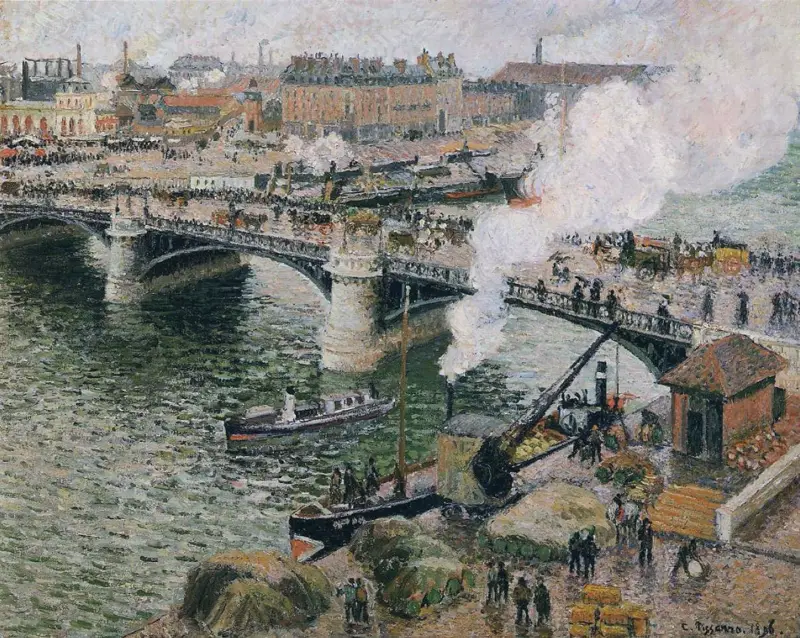 Pont Boieldieu in Rouen, Rainy Weather by Camille Pissarro, 1896